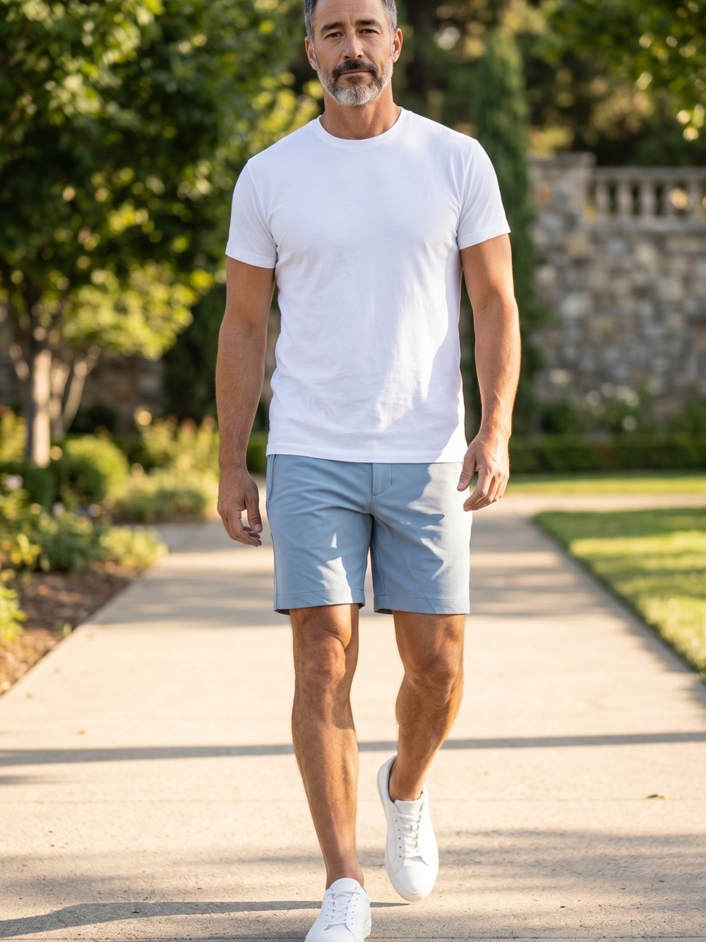 all in motion Men’s Flat Front Shorts in Light Blue